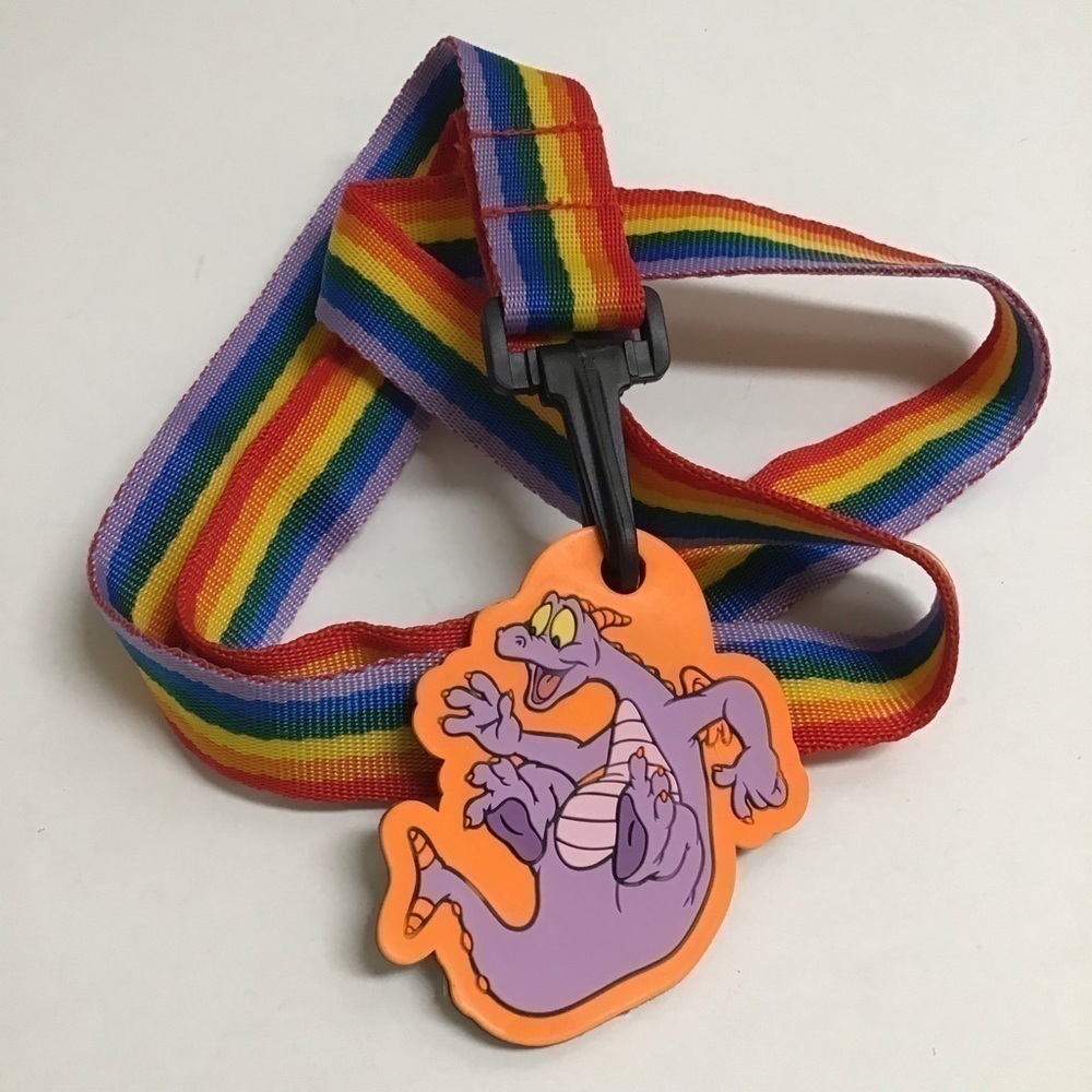 Disney Figment Pin Trading Lanyard 2002 Rainbow 3” Soft Rubber Charm Vintage NEW
